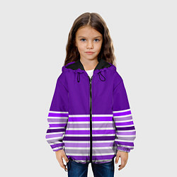 Куртка с капюшоном детская Строгий фиолетовый полосатый, цвет: 3D-черный — фото 2