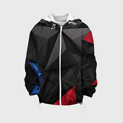 Куртка с капюшоном детская Black blue red elements, цвет: 3D-белый