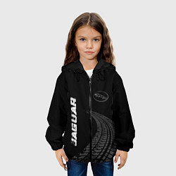 Куртка с капюшоном детская Jaguar speed на темном фоне со следами шин: надпис, цвет: 3D-черный — фото 2