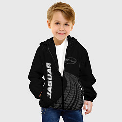Куртка с капюшоном детская Jaguar speed на темном фоне со следами шин: надпис, цвет: 3D-черный — фото 2