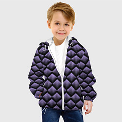 Куртка с капюшоном детская Фиолетовые выпуклые ромбы, цвет: 3D-белый — фото 2