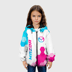 Куртка с капюшоном детская Mazda neon gradient style: надпись, символ, цвет: 3D-черный — фото 2