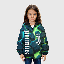 Куртка с капюшоном детская Juventus green neon, цвет: 3D-черный — фото 2