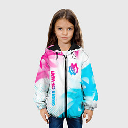 Куртка с капюшоном детская Gears of War neon gradient style: надпись, символ, цвет: 3D-черный — фото 2