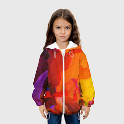 Куртка с капюшоном детская Красно-оранжевый паттерн, цвет: 3D-белый — фото 2