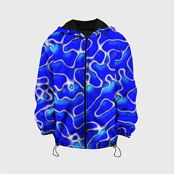 Куртка с капюшоном детская Синий волнистый рисунок, цвет: 3D-черный