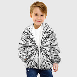 Куртка с капюшоном детская Абстрактный контрастный паттерн, цвет: 3D-белый — фото 2