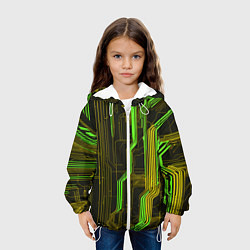 Куртка с капюшоном детская Кибер схема зелёная, цвет: 3D-белый — фото 2