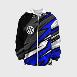 Куртка с капюшоном детская Volkswagen - Синяя абстракция, цвет: 3D-белый