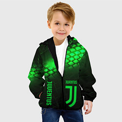 Куртка с капюшоном детская Juventus green logo neon, цвет: 3D-черный — фото 2