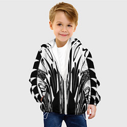 Куртка с капюшоном детская Черные завихрения, цвет: 3D-белый — фото 2