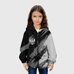 Куртка с капюшоном детская Герб РФ - монохромный, цвет: 3D-черный — фото 2