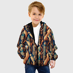 Куртка с капюшоном детская Золотые узоры Египта и Рима, цвет: 3D-черный — фото 2