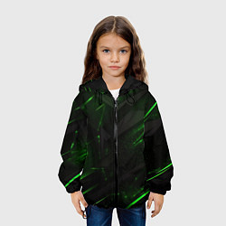 Куртка с капюшоном детская Dark black green abstract, цвет: 3D-черный — фото 2