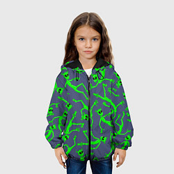 Куртка с капюшоном детская Инопланетяне паттерн, цвет: 3D-черный — фото 2