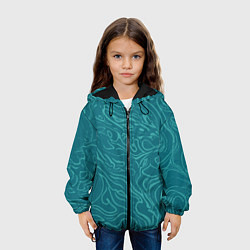 Куртка с капюшоном детская Абстракция зелёный разводы, цвет: 3D-черный — фото 2
