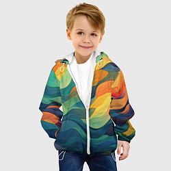 Куртка с капюшоном детская Красочная палитра в волнах, цвет: 3D-белый — фото 2