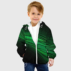 Куртка с капюшоном детская Green neon lines, цвет: 3D-белый — фото 2