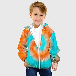 Куртка с капюшоном детская Тай-дай апельсин, цвет: 3D-белый — фото 2