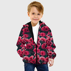Куртка с капюшоном детская Красные цветы узор, цвет: 3D-черный — фото 2