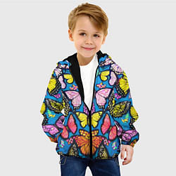 Куртка с капюшоном детская Зеркальный паттерн из бабочек - мода, цвет: 3D-черный — фото 2