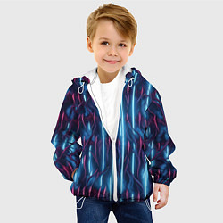 Куртка с капюшоном детская Голубые кибер линии, цвет: 3D-белый — фото 2