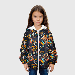 Куртка с капюшоном детская Разноцветные круги и кольца, цвет: 3D-белый — фото 2