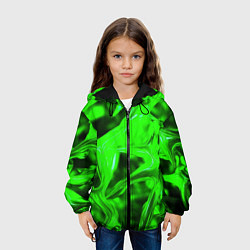 Куртка с капюшоном детская Зелёная кислотная неоновая коалесценция, цвет: 3D-черный — фото 2