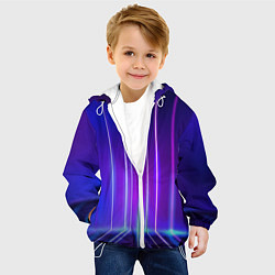 Куртка с капюшоном детская Neon glow - vaporwave - strips, цвет: 3D-белый — фото 2