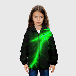 Куртка с капюшоном детская Зеленый разряд молнии, цвет: 3D-черный — фото 2