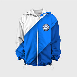 Куртка с капюшоном детская Volkswagen - голубые линии, цвет: 3D-белый