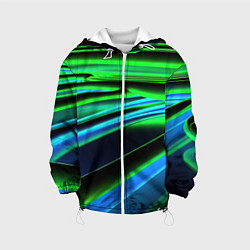 Куртка с капюшоном детская Green black abstract, цвет: 3D-белый