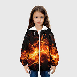 Куртка с капюшоном детская Огненная текстура, цвет: 3D-белый — фото 2