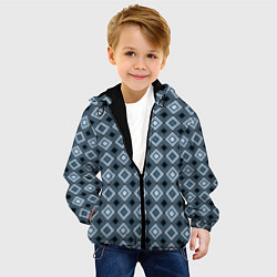 Куртка с капюшоном детская Геометрический узор в серо-голубом цвете, цвет: 3D-черный — фото 2