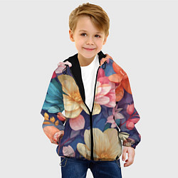 Куртка с капюшоном детская Водянная лилия лотосы кувшинки, цвет: 3D-черный — фото 2
