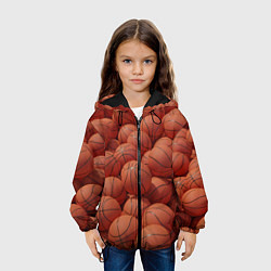 Куртка с капюшоном детская Узор с баскетбольными мячами, цвет: 3D-черный — фото 2