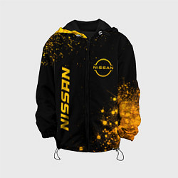 Куртка с капюшоном детская Nissan - gold gradient: надпись, символ, цвет: 3D-черный