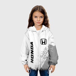 Куртка с капюшоном детская Honda speed на светлом фоне со следами шин: надпис, цвет: 3D-белый — фото 2