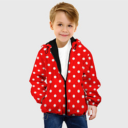 Куртка с капюшоном детская Белый горошек на красном, цвет: 3D-черный — фото 2