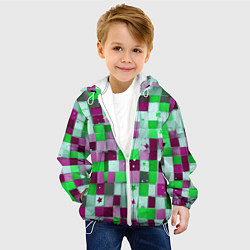 Куртка с капюшоном детская Ретро Квадраты, цвет: 3D-белый — фото 2