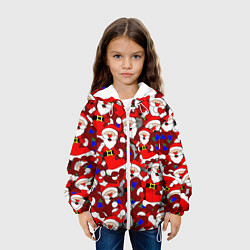 Куртка с капюшоном детская Новогодний паттерн с дедами морозами, цвет: 3D-белый — фото 2