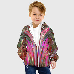 Куртка с капюшоном детская Размытый узор с розовыми и серыми тонами, цвет: 3D-белый — фото 2