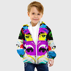 Куртка с капюшоном детская Eyes - pop art - neural network, цвет: 3D-белый — фото 2
