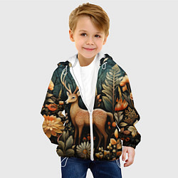 Куртка с капюшоном детская Лесной олень в стиле фолк-арт, цвет: 3D-белый — фото 2