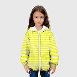 Куртка с капюшоном детская Жёлтый с белыми полосками, цвет: 3D-белый — фото 2