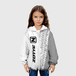 Куртка с капюшоном детская Zotye speed на светлом фоне со следами шин: по-вер, цвет: 3D-белый — фото 2