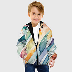 Куртка с капюшоном детская Цветный акварельные мазки - нейросеть, цвет: 3D-черный — фото 2