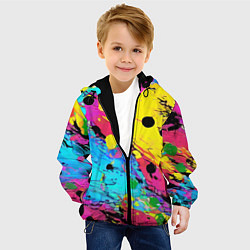 Куртка с капюшоном детская Цветная абстракция - живопись, цвет: 3D-черный — фото 2