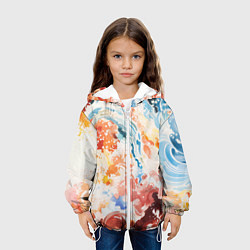 Куртка с капюшоном детская Абстрактные контрастные волны, цвет: 3D-белый — фото 2