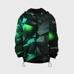 Куртка с капюшоном детская Зеленые абстрактные объекты, цвет: 3D-черный